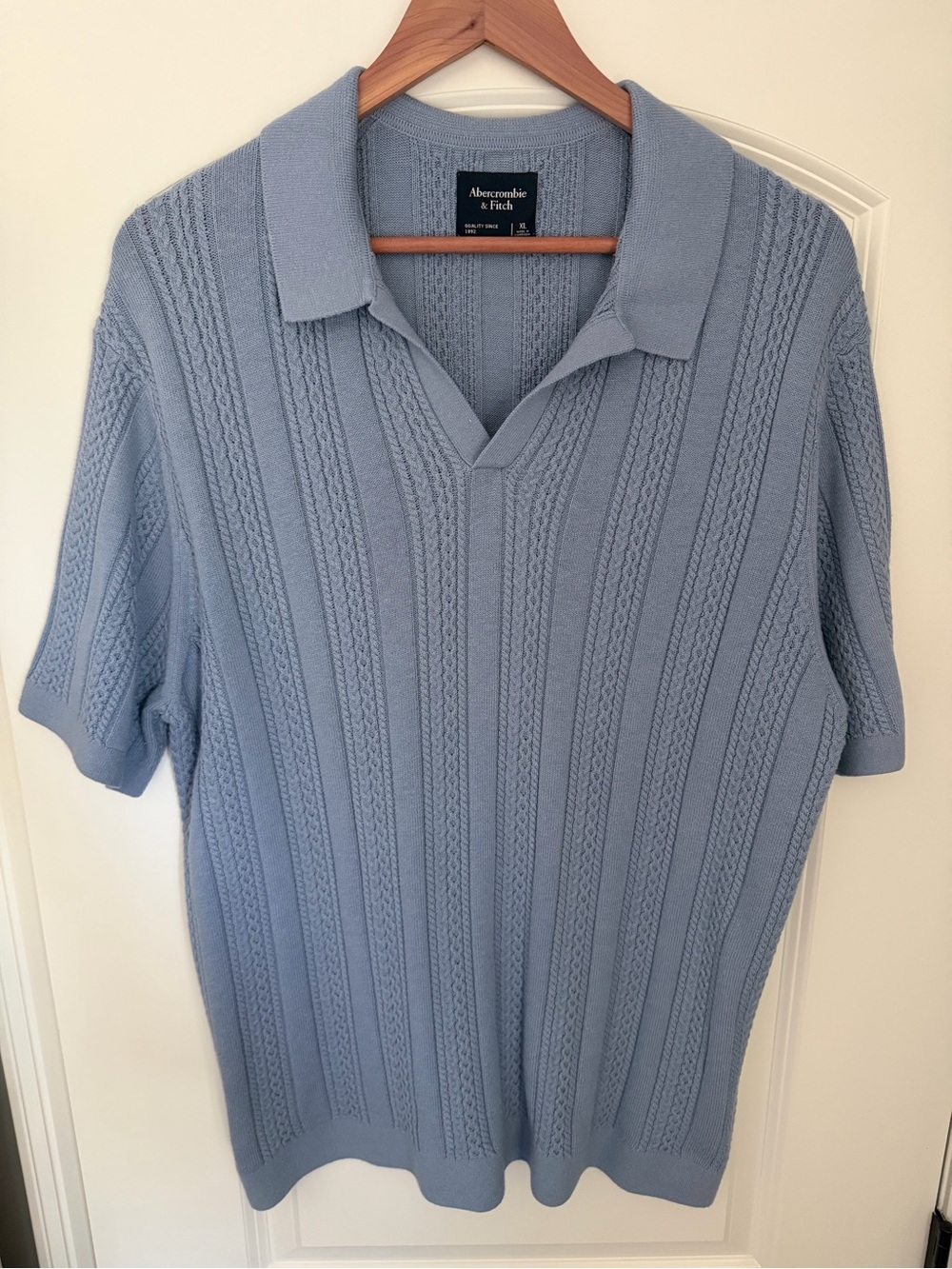 Abercrombie & Fitch Sky Blue Short-Sleeve Knit Polo